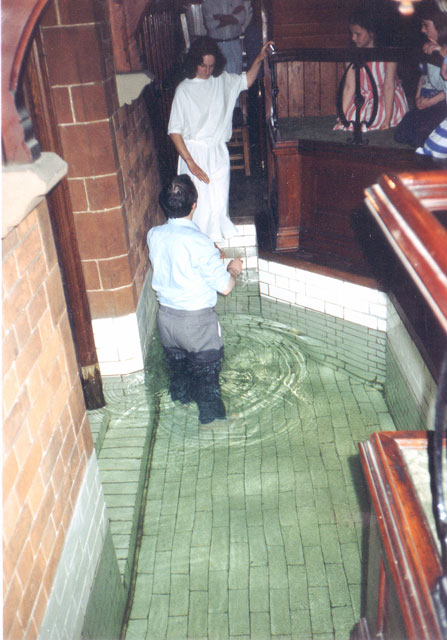 old baptistry under pulpit